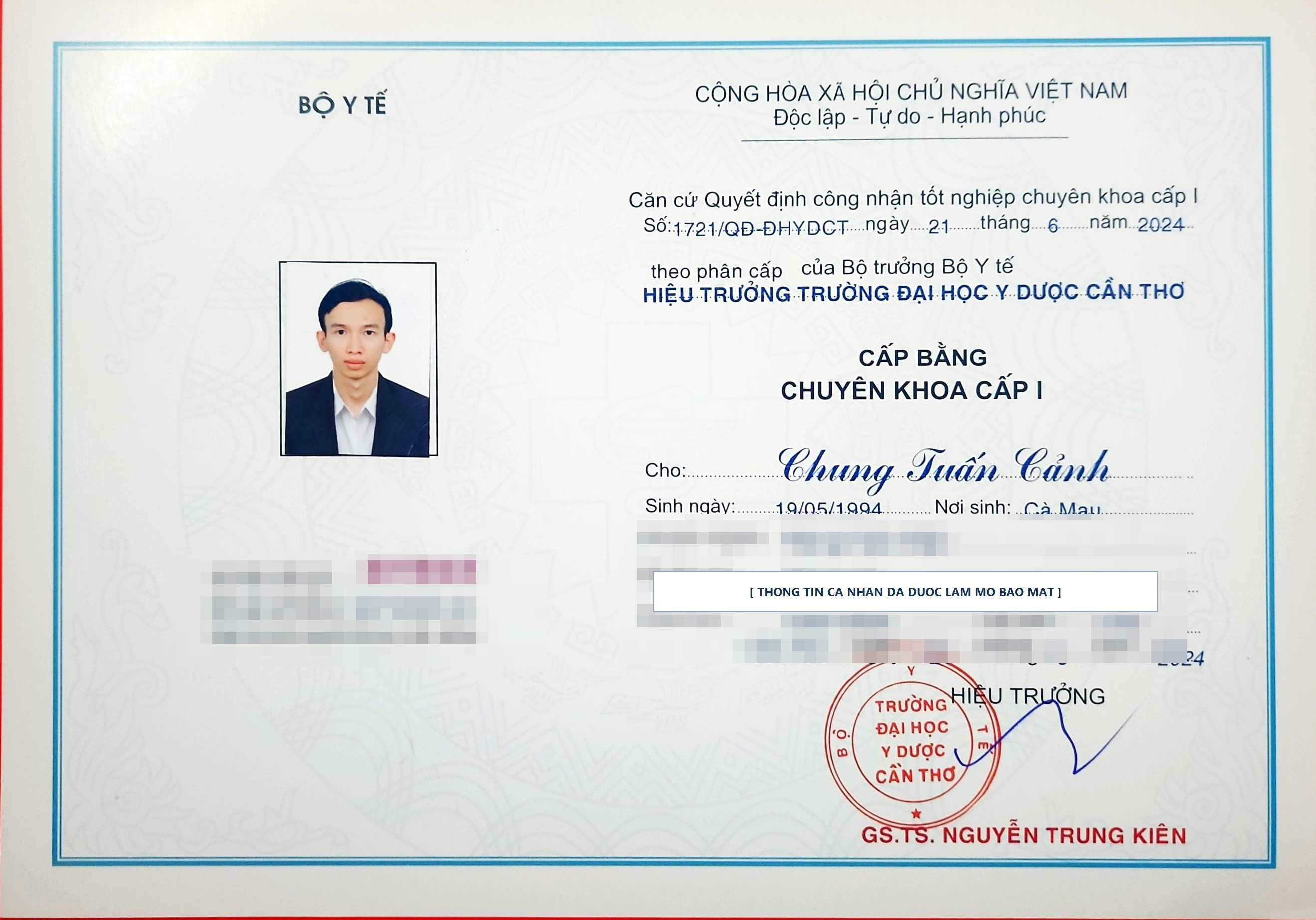Bằng Bác Sĩ Chuyên Khoa Cấp I (CKI) Răng Hàm Mặt